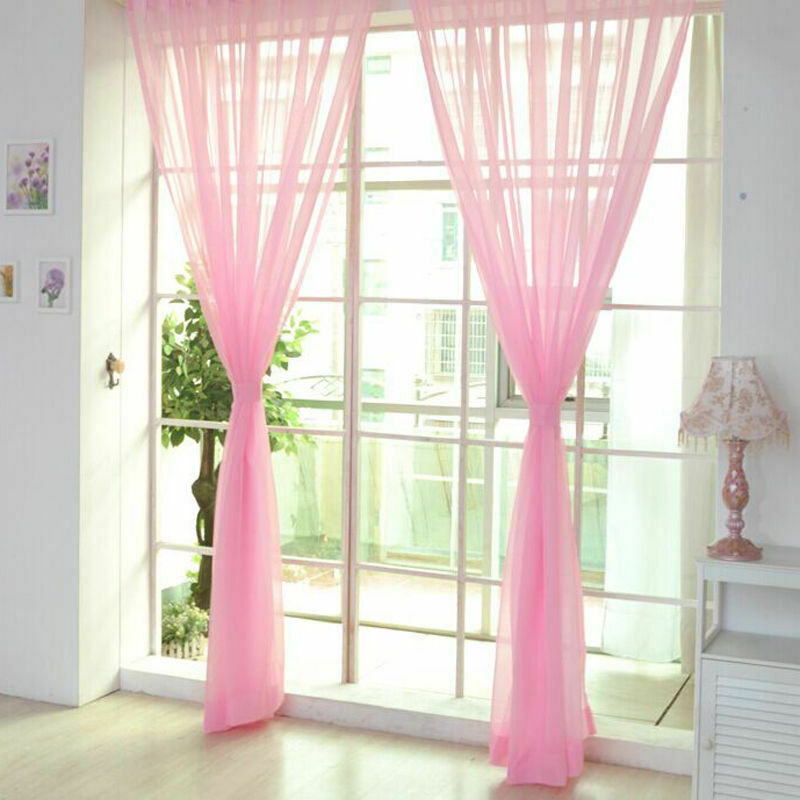 Voile Curtains Set of 2, Pair of Semi Sheer Drapes Valance Top Rod Pocket Tulle Window Treatment Curtain Panels for Living Room Bedroom Kitchen Home Decor