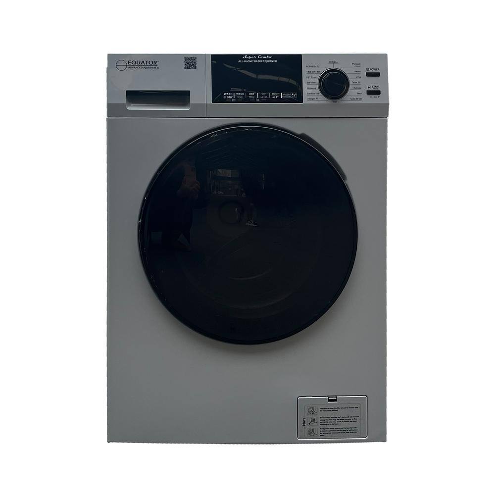 EQUATOR ADVANCED Appliances 1.62 cu.ft. Pet Compact 110V VentedVentless 15 lbs Sani Washer Dryer Combo 1400 RPM in Silver EZ 4600 S