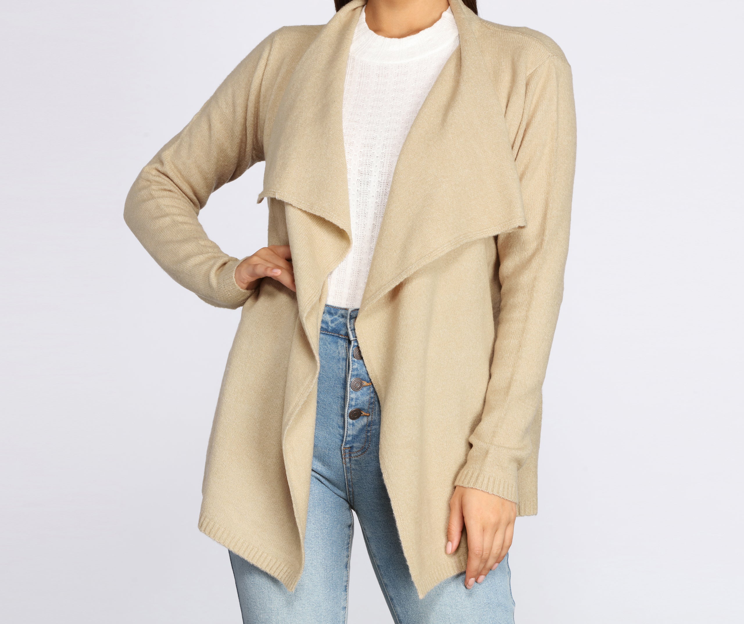 Drape Front Knit Cardigan