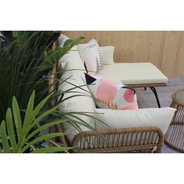 3PCS Outdoor Patio Balcony L Shape Natural Color PE Wicker Sofa Set with Beige Cushion - Overstock - 36594979