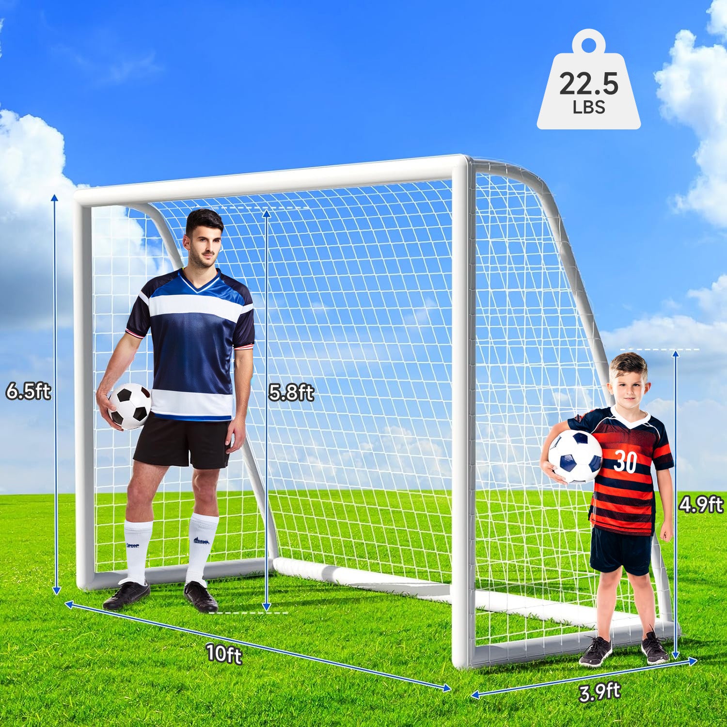 10x6.5FT Backyard Soccer Goal Set, Youth Soccer Goal with Rainproof UPVC Frame for Kids and Adults