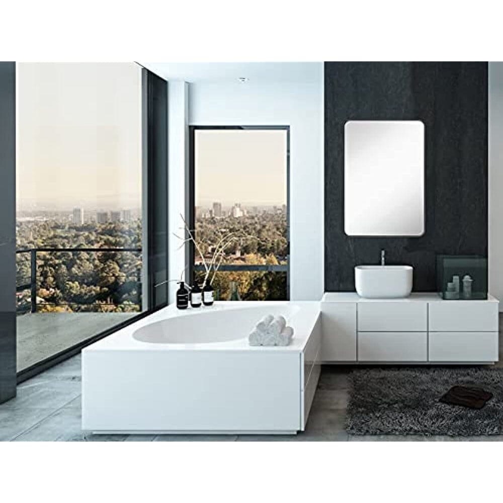 Contemporary Brushed Metal Wall Mirror (24