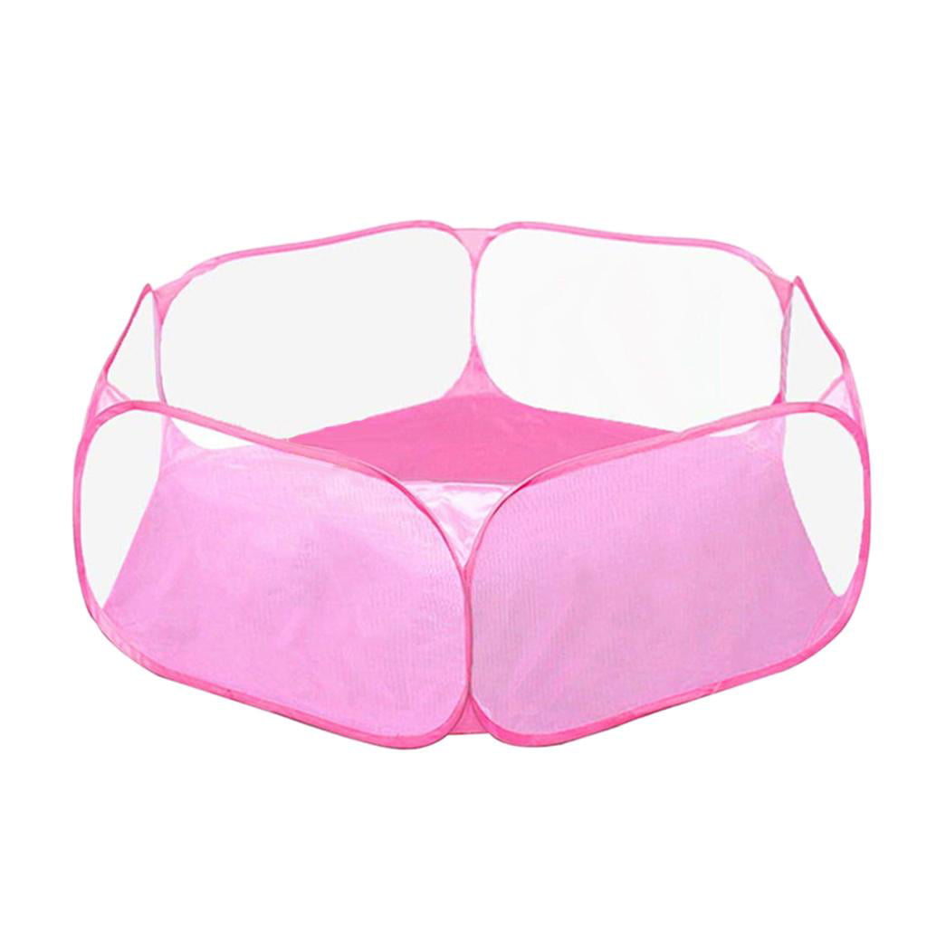 Small Animal Playpen， Breathable and Waterproof Small Pet Cage Tent ，Portable Outdoor Yard Fence for Kitten/Puppy/Guinea /Rabbits/Hamster/Chinchillas Pink