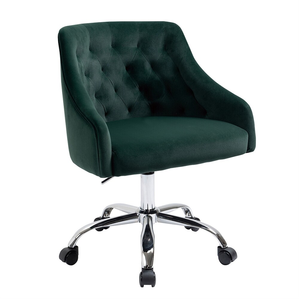 Velvet Office Chair Height Adjustable Swivel Upholstered Chair Wheels