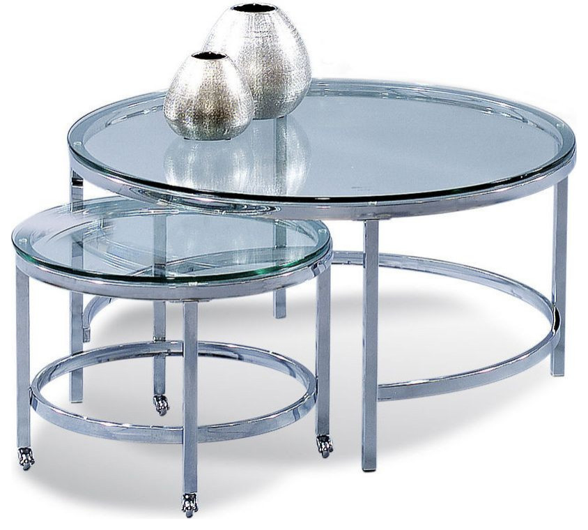 Bassett Mirror Company Patinoire Round Cocktail on Casters   Contemporary   Coffee Tables   by Unlimited Furniture Group  Houzz