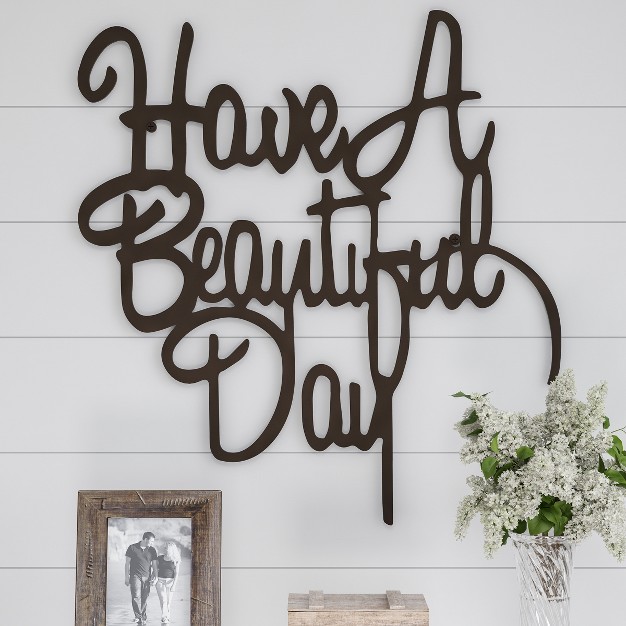 Hastings Home Have A Beautiful Day Decorative 3d Word Art Wall Sign Dark Brown