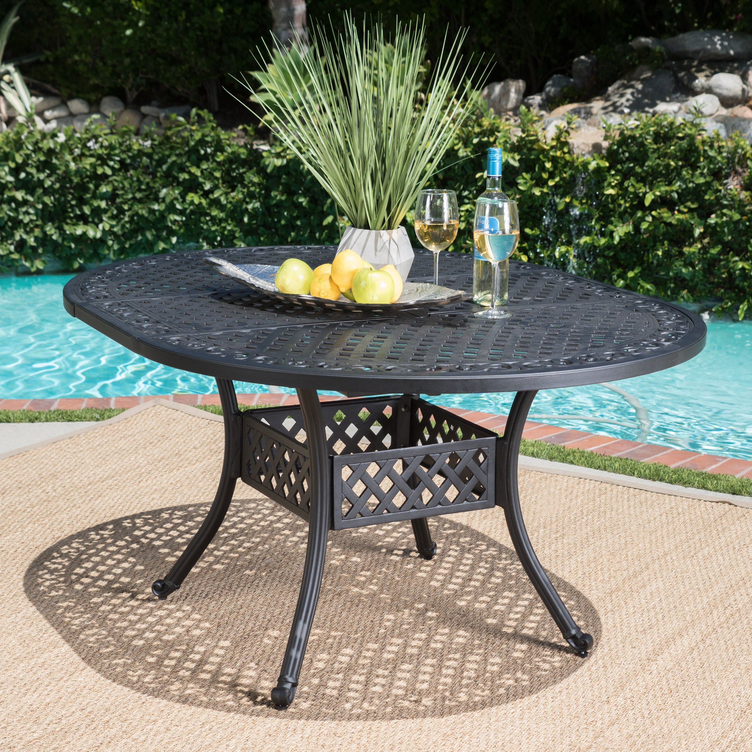 Clarisse Outdoor 7 Piece Dining Set with Expandable Aluminum Table