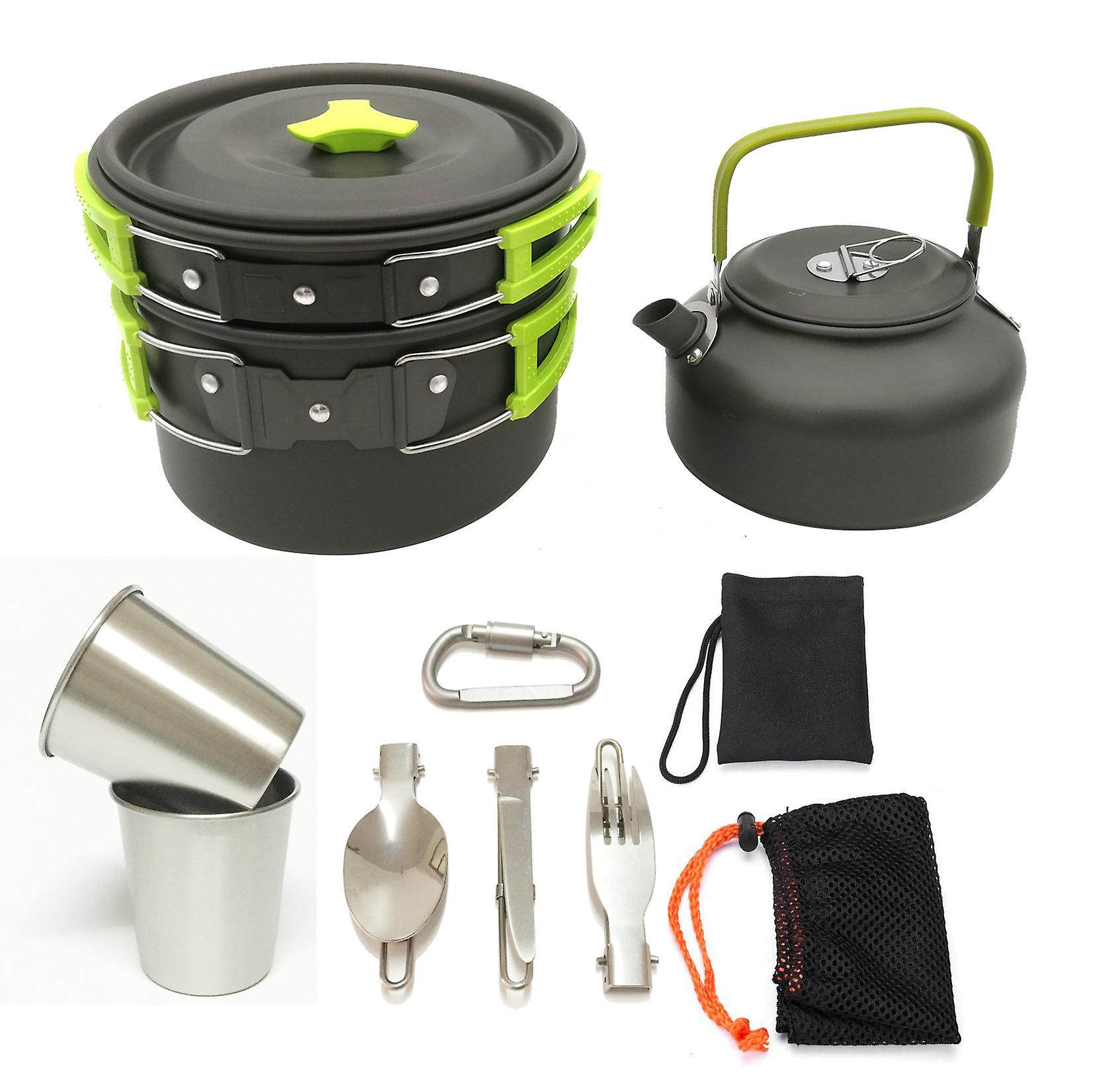 Outdoor Set Of Pots And Pans 2-3 People Camping Teapot Cutlery Set Three Sets Of Cookware