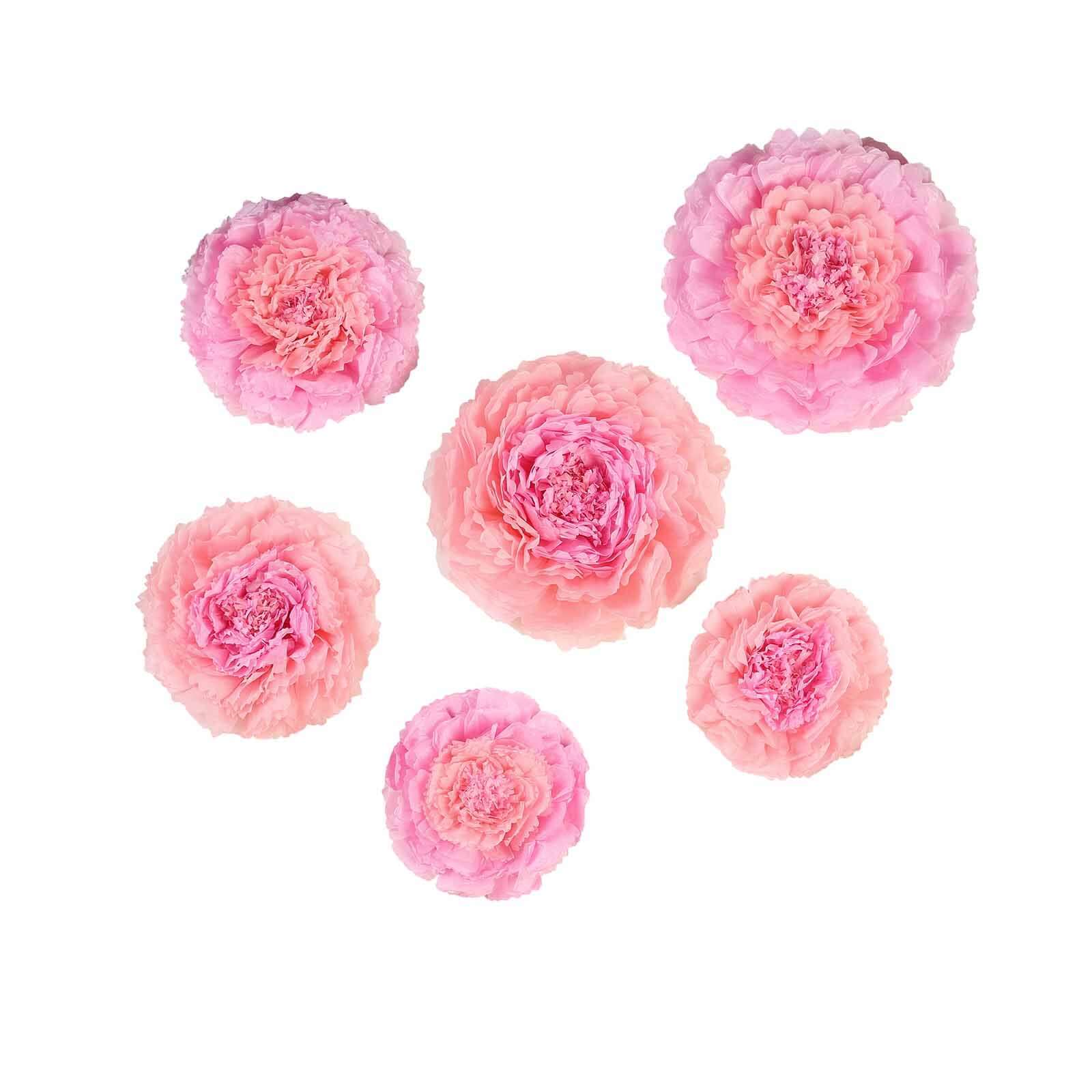 Set of 6 Blush Pink Carnation 3D Paper Flowers Wall Decor 7