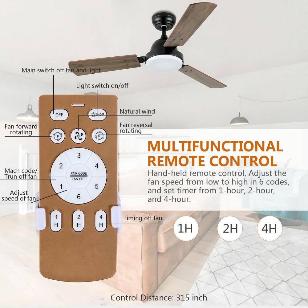 dubbin 44 in. Ceiling Fan with LED Light and Remote 6-Speeds 2 Rotation Modes Timer Noble Bronze Finish FXFAN-7032