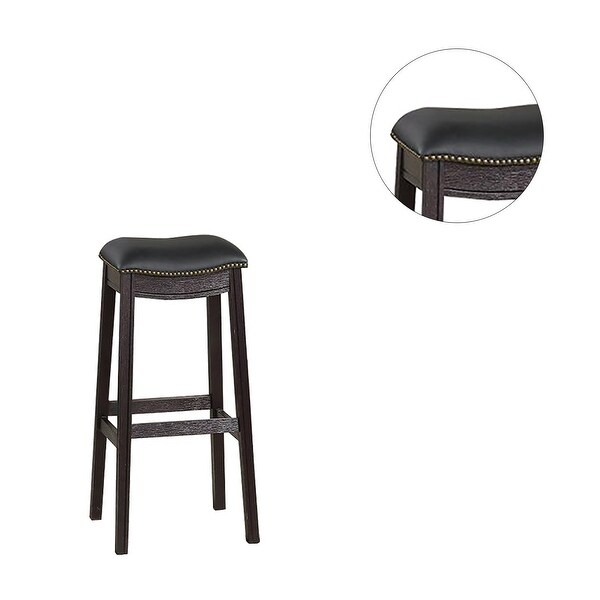 Black PU Upholstery Bar Stool， Set of 2