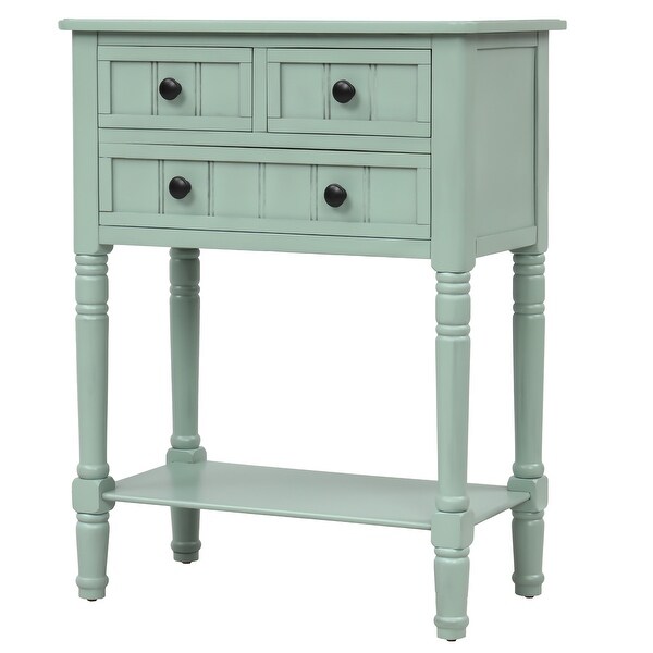 Narrow Console Table; Slim Sofa Table with 3 Storage Drawers and Bottom Shelf for Living Room; Easy Assembly (Retro Blue)