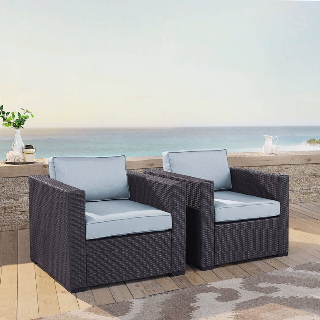 Biscayne 2pk Outdoor Wicker Chairs Mist Crosley