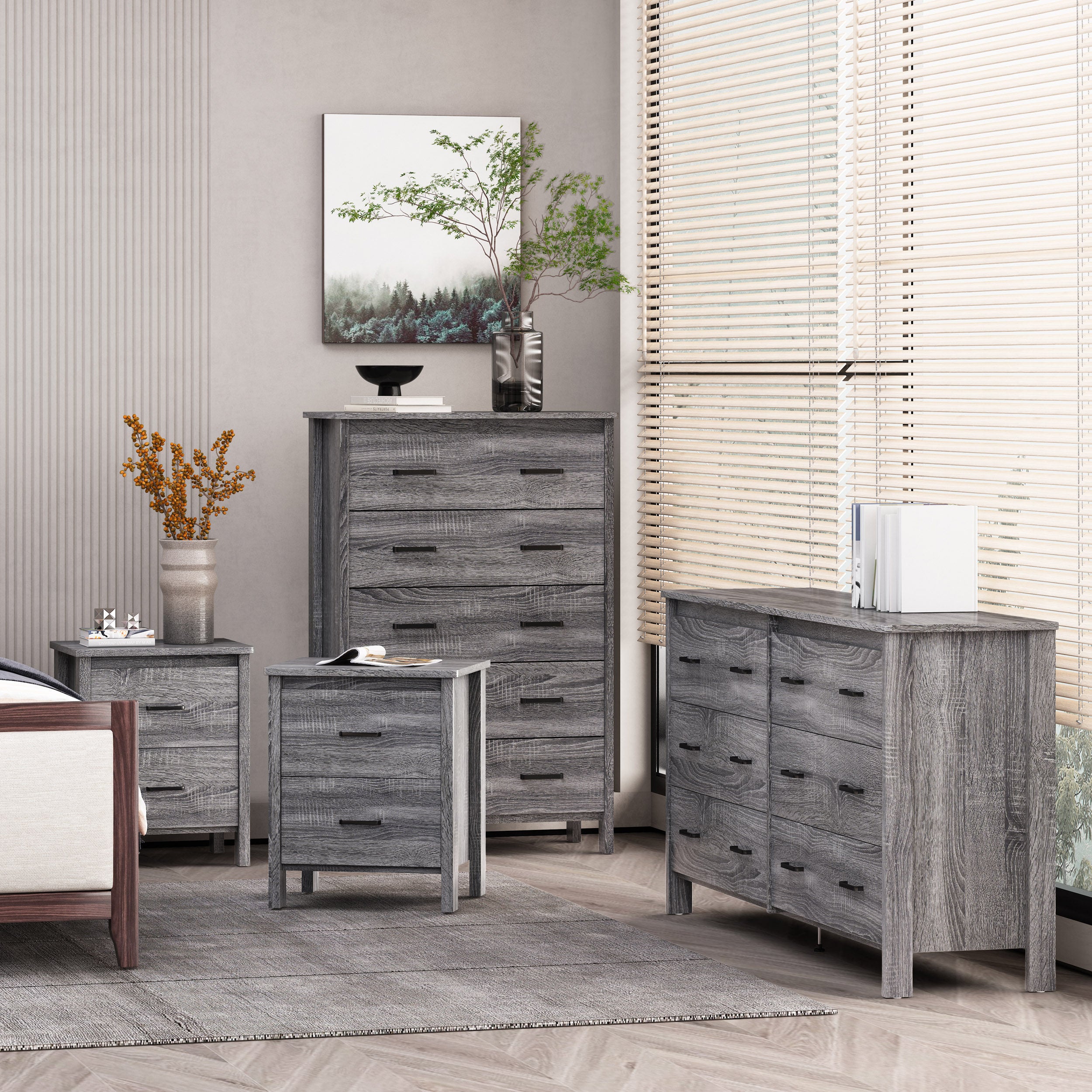 Titeca Contemporary 4 Piece Dresser and Nightstand Set