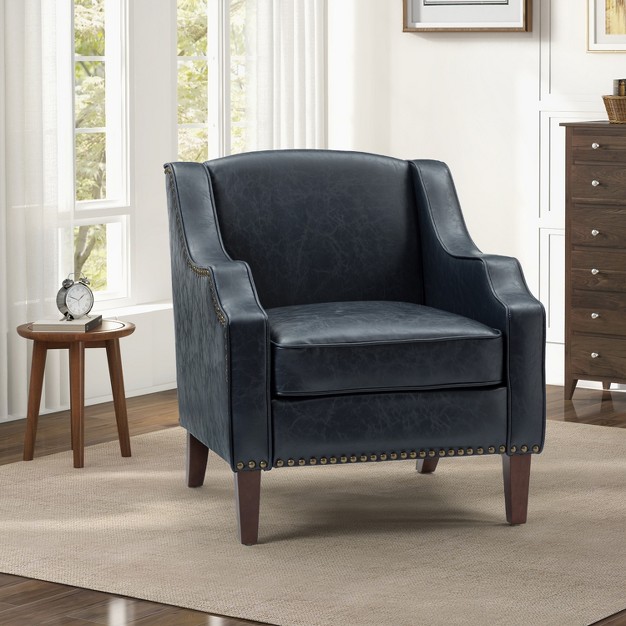 Mornychus Contemporary And Classic Vegan Leather Armchair With Nailhead Trim Karat Home