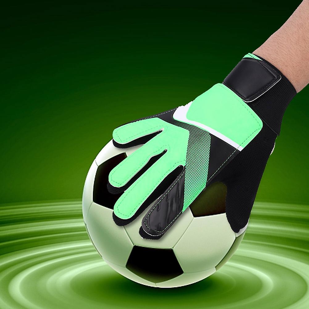 Kids Children Goalkeeper Glove Non Slip Latex Soccer Finger Gloves(green S)