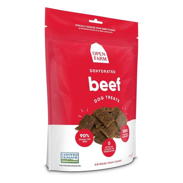 OPEN FARM DEHYDRATED GRAIN FREE BEEF DOG TREATS;