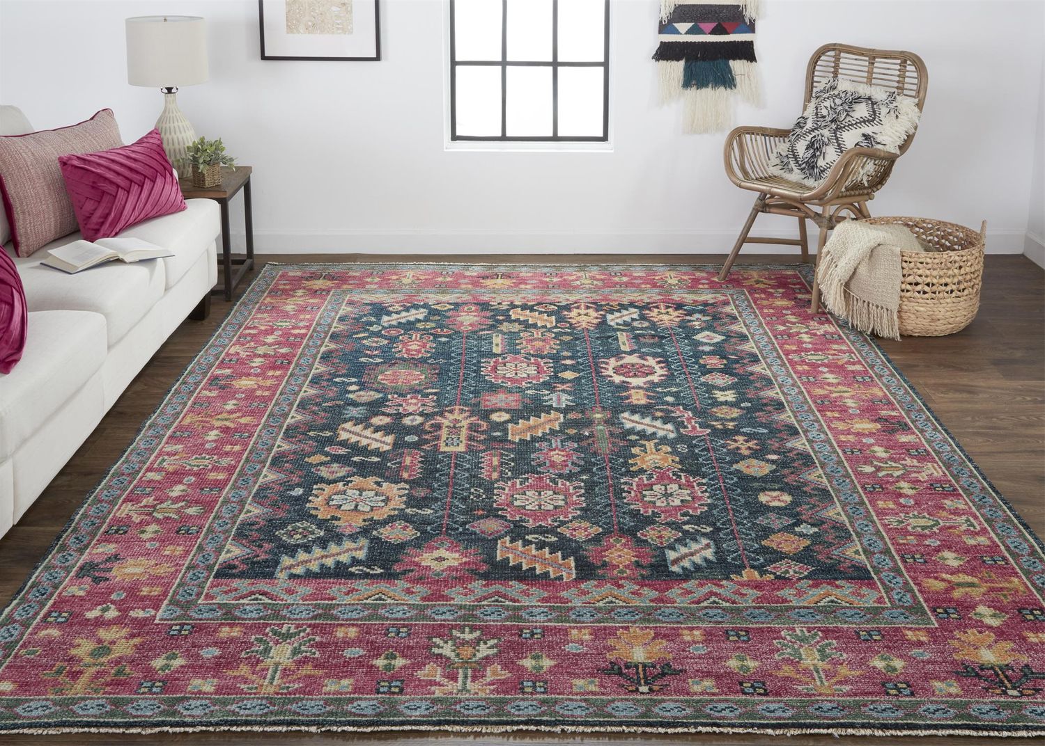 Bashyr Hand Knotted Pink and Blue Rug by BD Fine