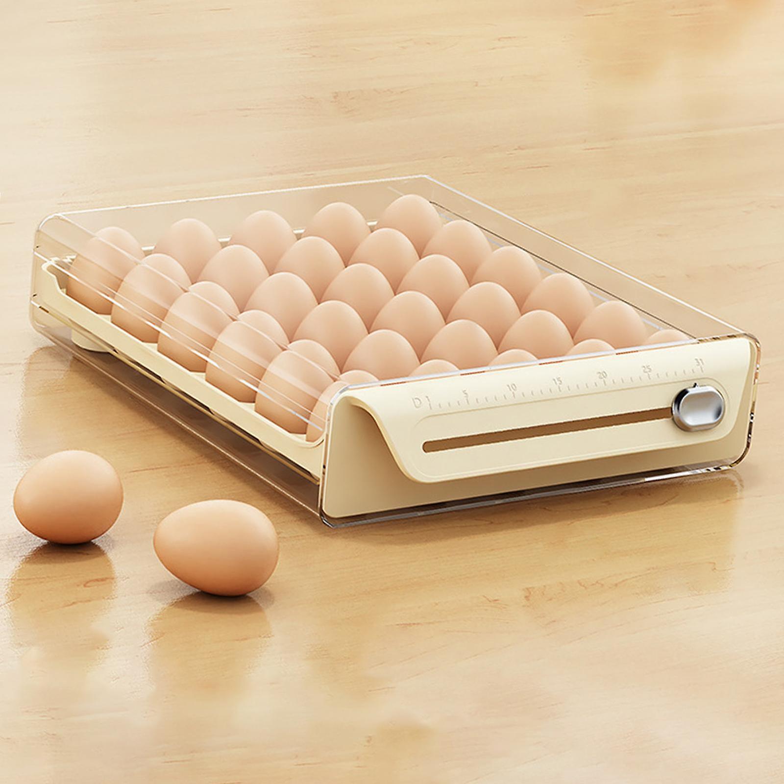 Eggs Storage Container With Time Scale Eggd Tray With Drawer Kitchen Freezer Single 30 Grid