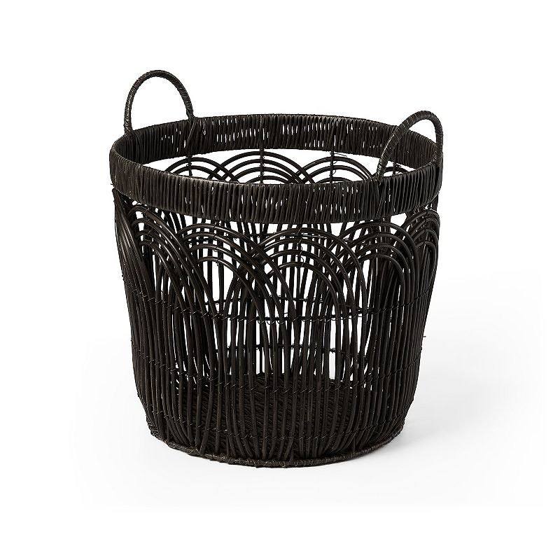 Saddle River Round Faux Wicker Decorative Basket 3-piece Set