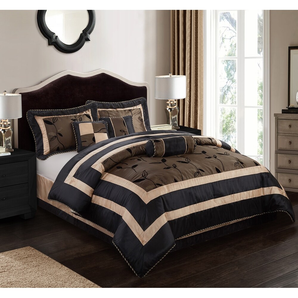 Grand Avenue Pandora Leaf Pattern Corded 6 Piece Comforter Set