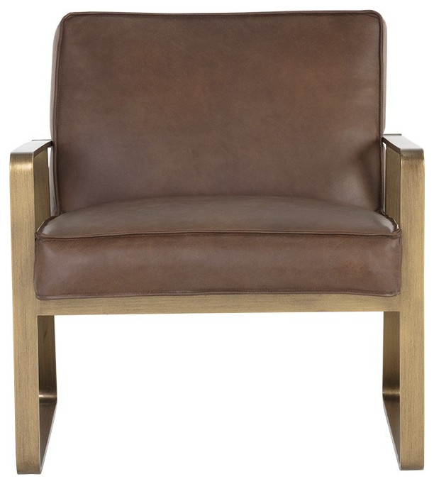 Kristoffer Lounge Chair  Vintage Caramel Leather   Contemporary   Armchairs And Accent Chairs   by Sunpan Modern Home  Houzz