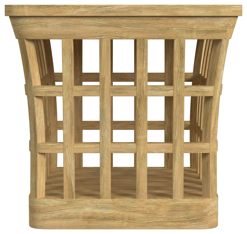 Monhegan Outdoor Teak and Marble End Table   Farmhouse   Outdoor Side Tables   by Butler Specialty Company  Houzz