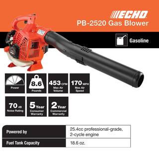 ECHO 170 MPH 453 CFM 25.4 cc Gas 2-Stroke Handheld Leaf Blower PB-2520