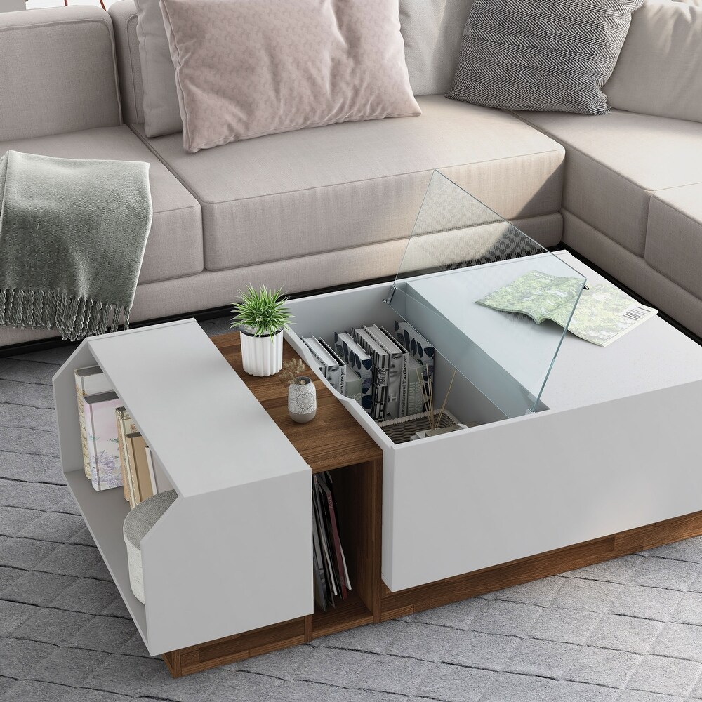 Podd Contemporary White 49 inch 3 Shelf Coffee Table by Furniture of America