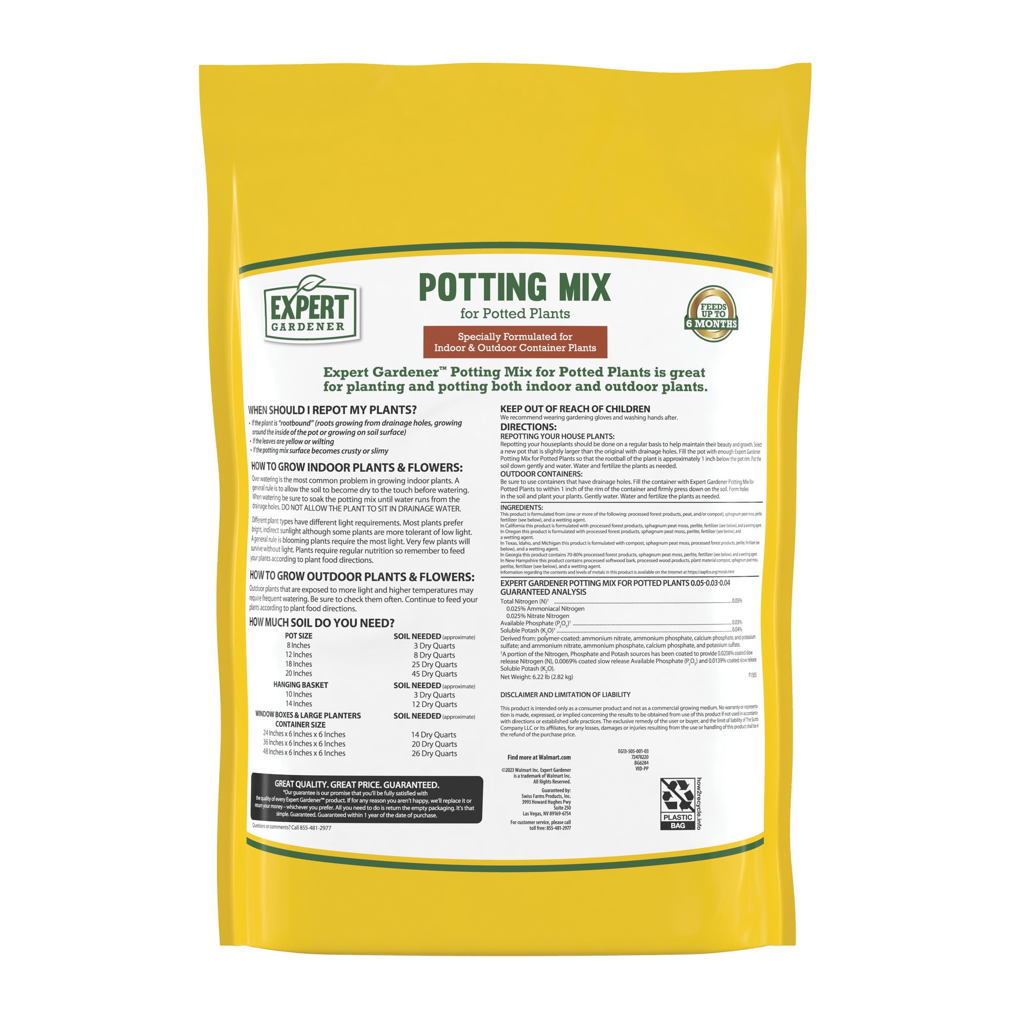 Expert Gardener Potting Mix for Indoor & Outdoor Potted Plants, 8 Qt.