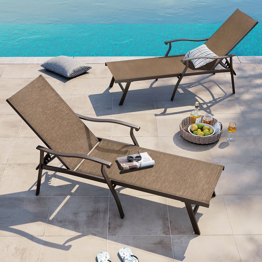 Outdoor Patio Aluminum Adjustable Chaise Lounge Chair (Set of 2)   See Picture