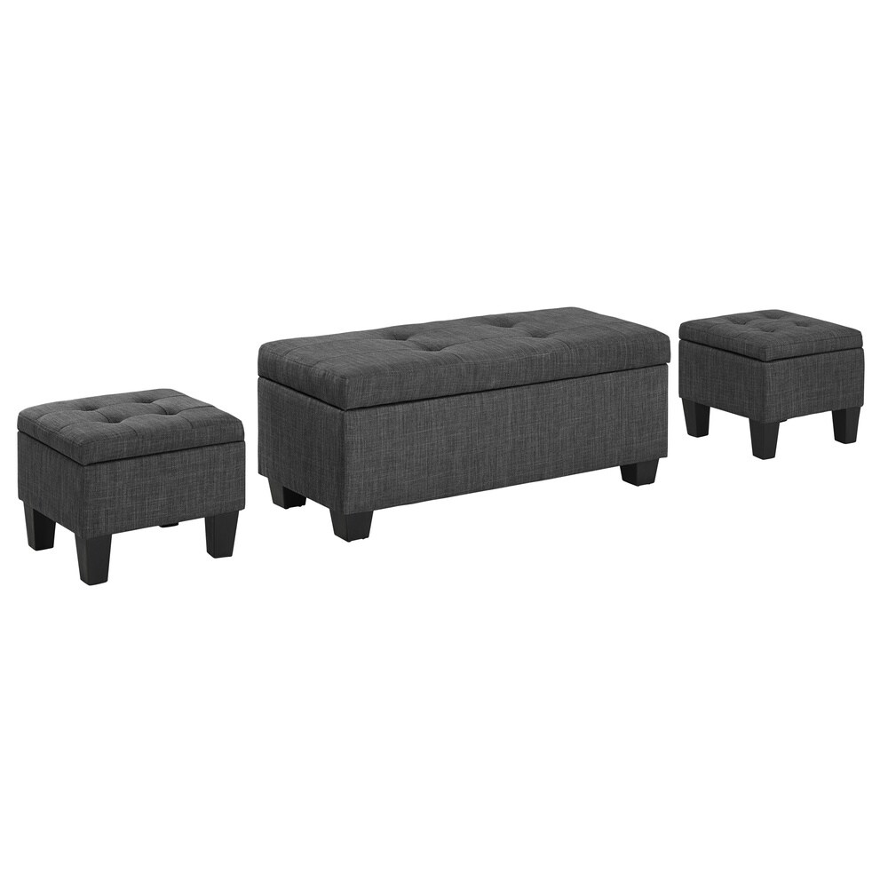 Porch   Den Harrison 3pk Storage Ottoman in Charcoal