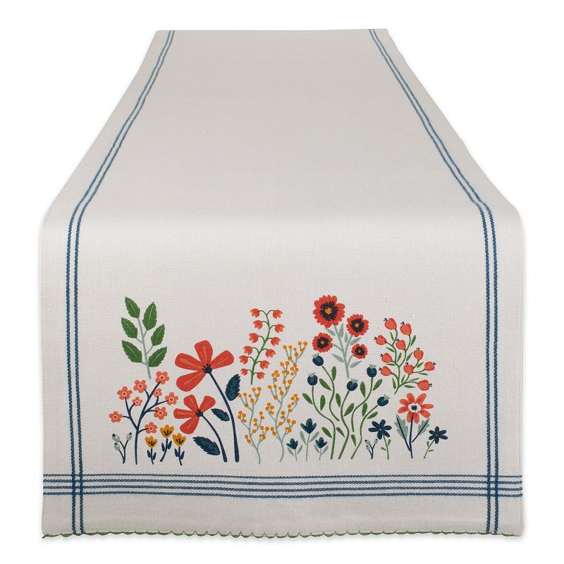 108 Table Runner with Embellished Flower Garden Design