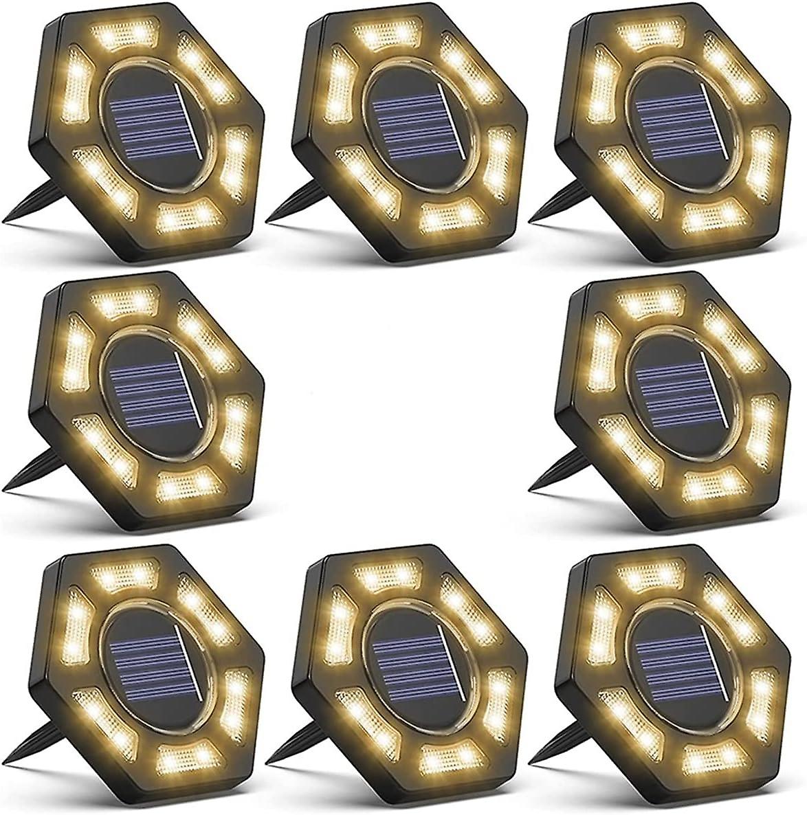 Outdoor Waterproof Garden Ground Lights For Terrace Lawn Garden 12 Led Underground Induction Round Ball Ip65 [8-pack]