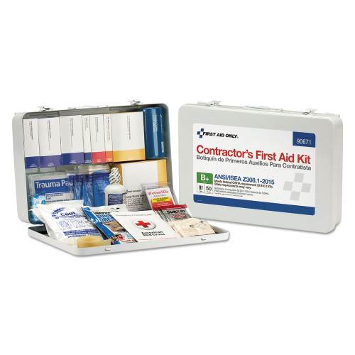 First Aid Only Contractor ANSI Class B First Aid Kit for 50 People， 254 Pieces， Metal Case (90671)