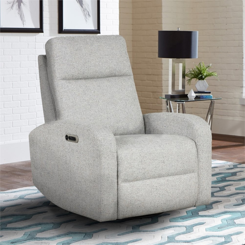 Bowery Hill Contemporary Fabric Recliner with Integrated USB Charger in Blue   Transitional   Recliner Chairs   by Homesquare  Houzz