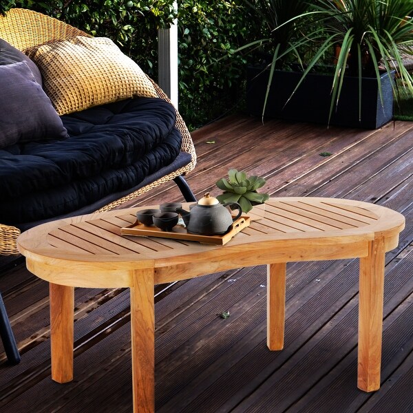 Chic Teak Peanut Teak Wood Outdoor Patio Coffee Table