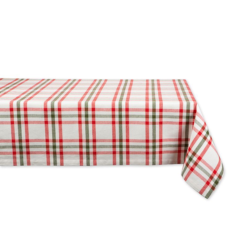 60 x 120 White and Red Kitchen and Tabletop Jolly Tree Collection Nutcracker Plaid Table Cloth