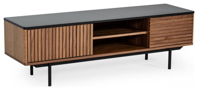 Pyralis Modern Walnut and Gray TV Stand   Transitional   Entertainment Centers And Tv Stands   by Rustic Home Furniture Deco  Houzz