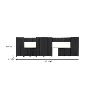 Husky 15-Piece Regular Duty Welded Steel Garage Storage System in Black (242 in. W x 75 in. H x 19 in. D) GS24015-WO