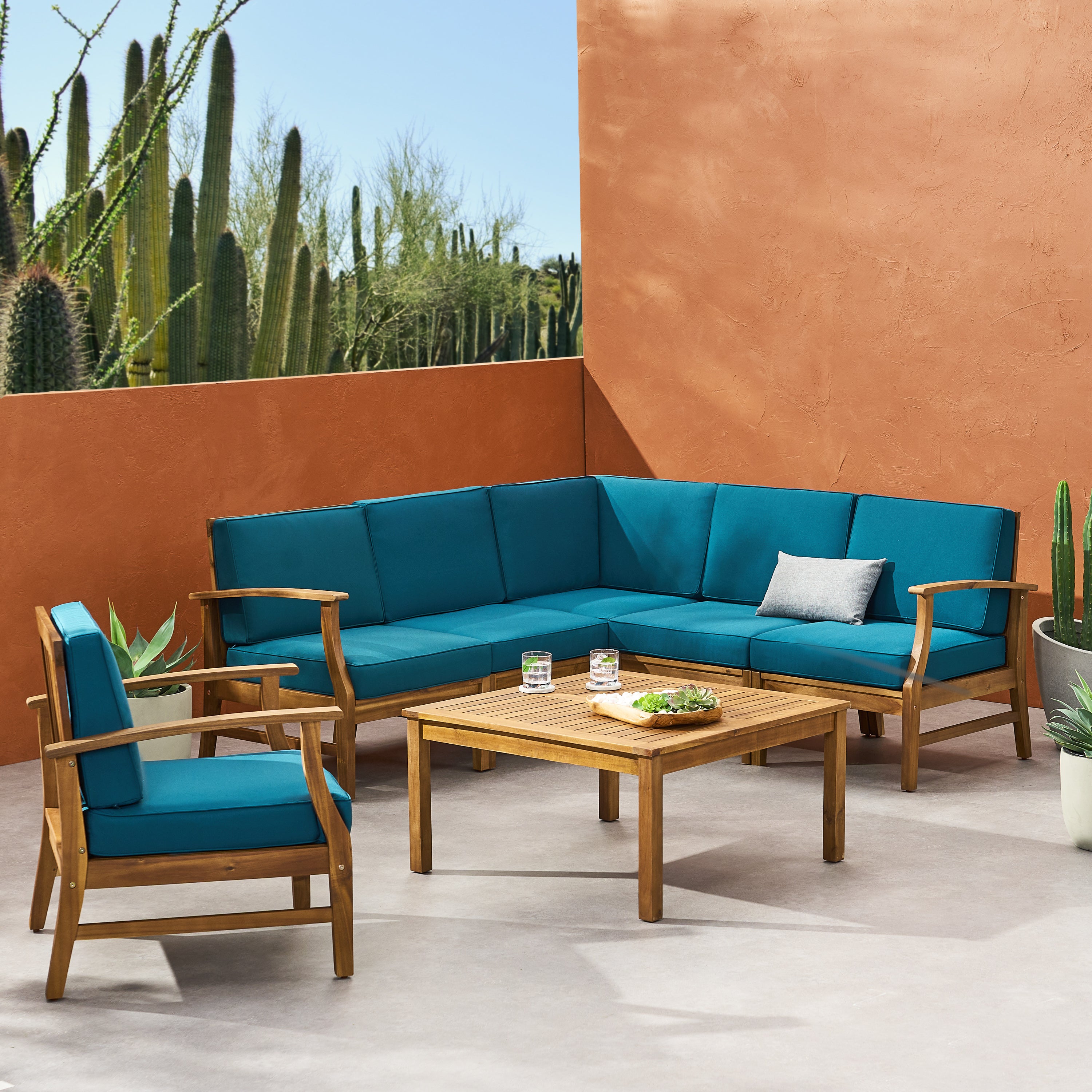 Capri 6-Seater Outdoor Wooden Sectional