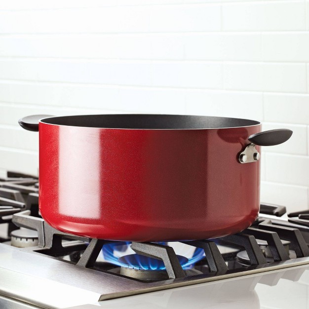 Farberware Reliance 10qt Aluminum Nonstick Wide Stock Pot Red