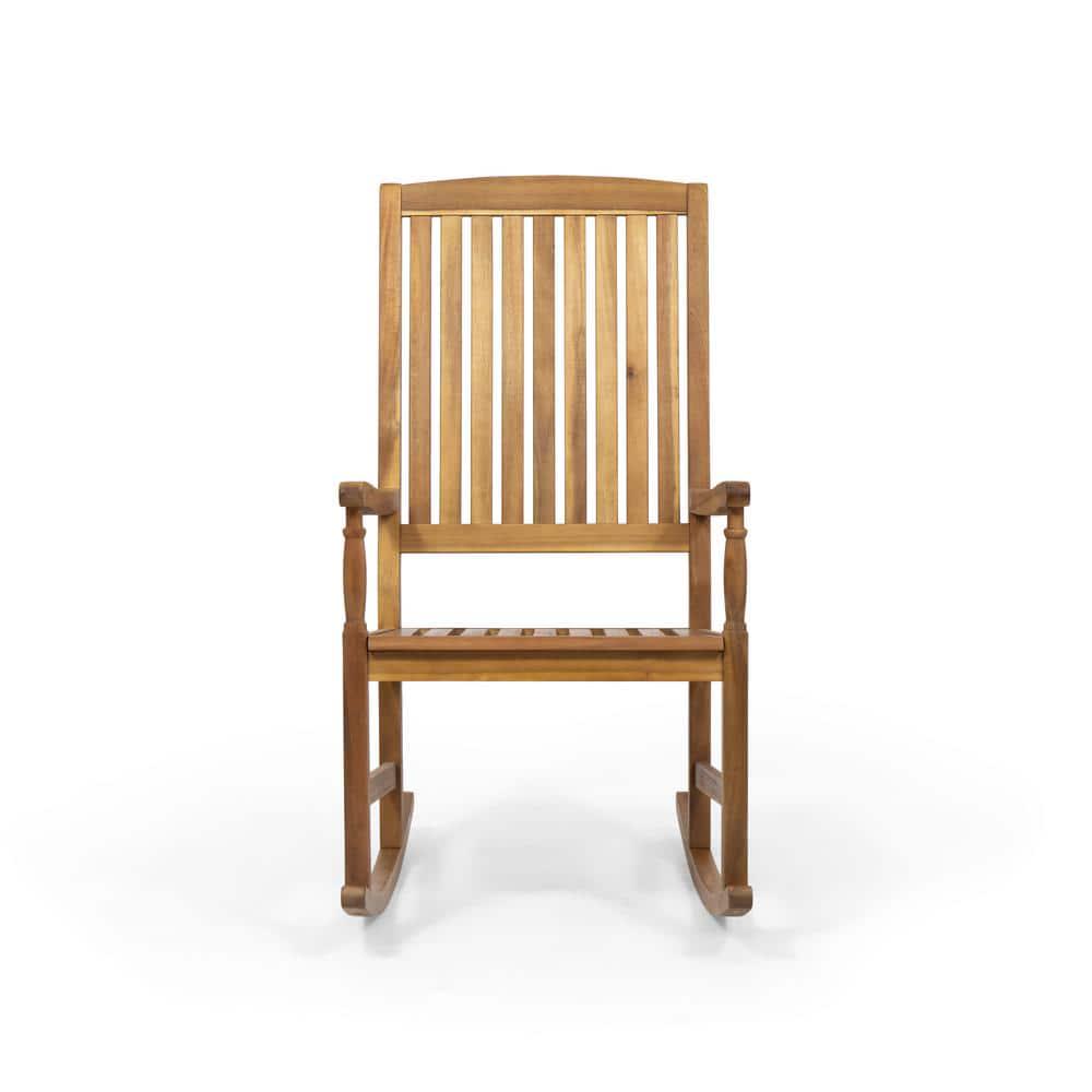 Noble House Arcadia Teak Brown Wood Outdoor Rocking Chair