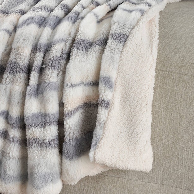 Faux Fur Jacquard Indoor Throw Blanket Mina Victory