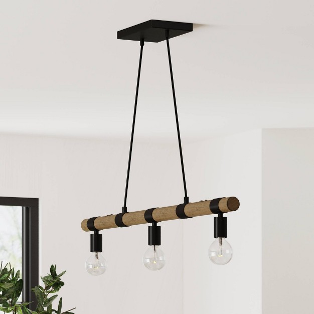 Henry Linear Farmhouse Chandelier Ceiling Light Oat black Nathan James