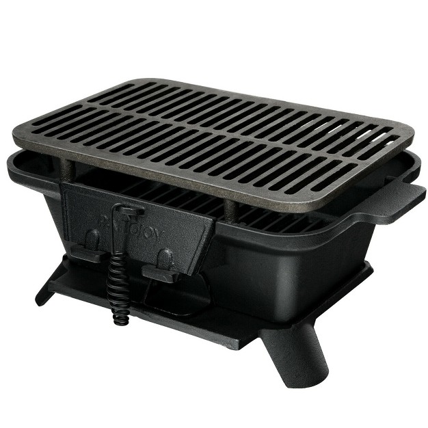 Costway Heavy Duty Cast Iron Charcoal Grill Tabletop Bbq Grill Stove For Camping Picnic