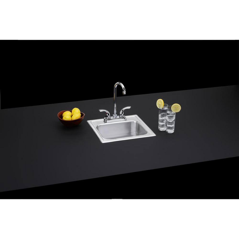 Elkay 15 in. Drop-in Single Bowl 20 Gauge Stainless Bar Sink with Faucet and Strainer Basket HD320874LFR