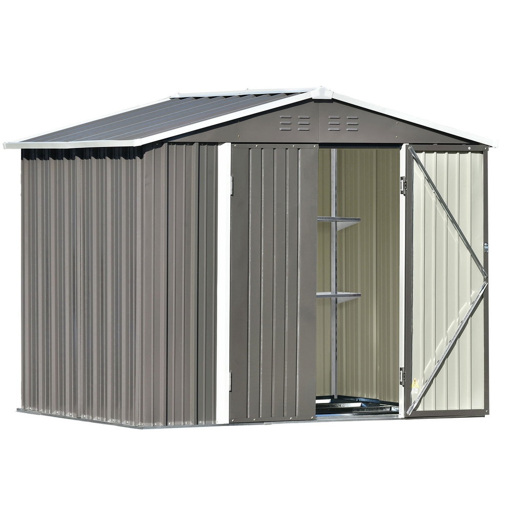 Metal Storage Shed with Adjustable Shelf and Lockable Doors Tool Cabinet with Vents