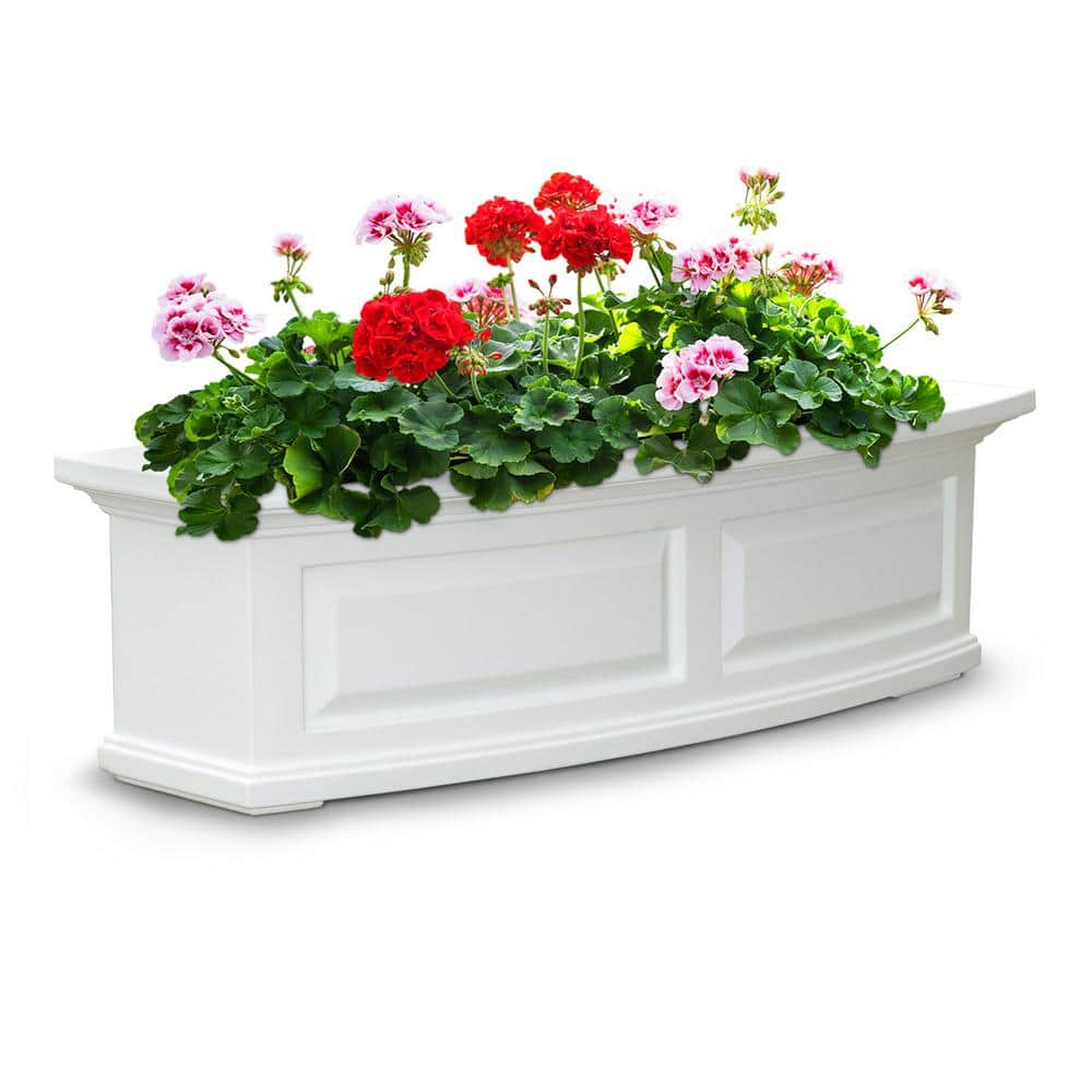 Mayne Nantucket 36 in. x 11.5 in. Self-Watering White Polyethylene Window Box 4830-W