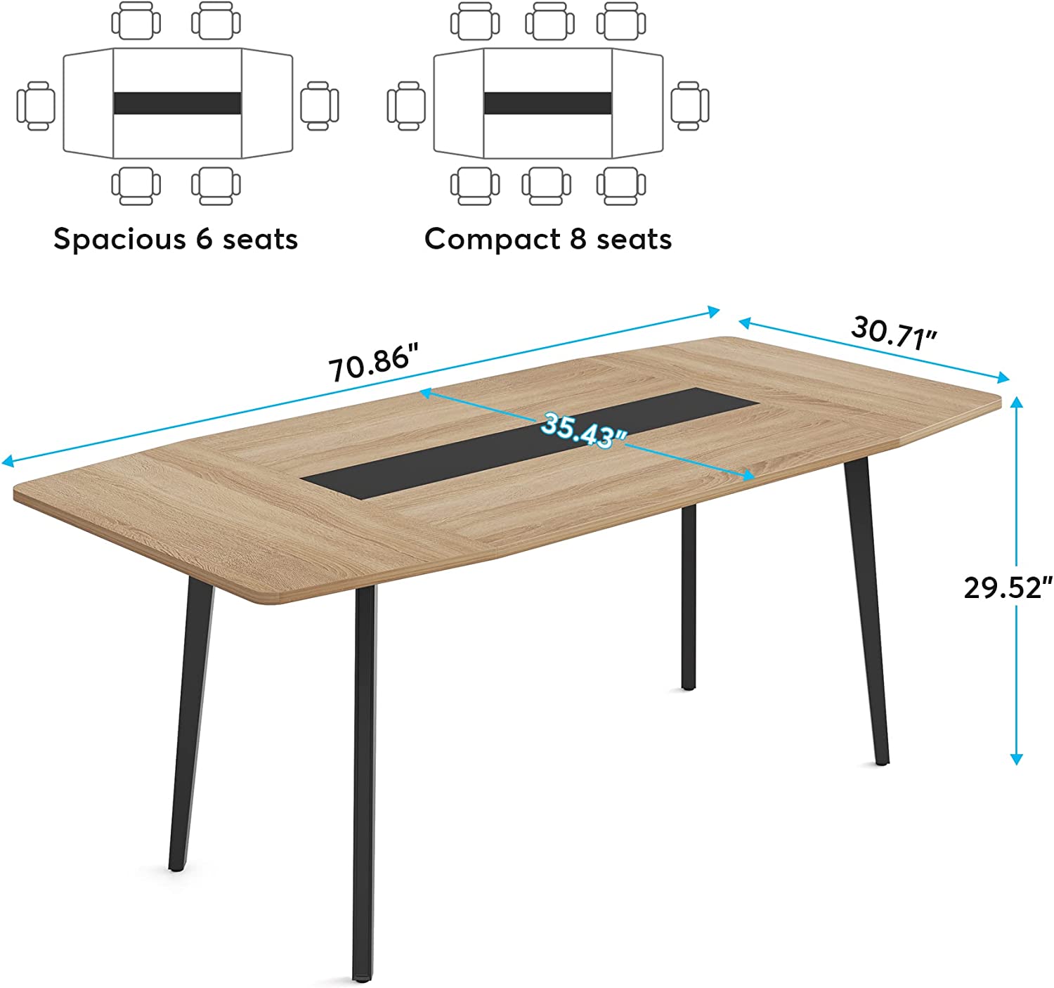 6FT / 8FT Conference Table, Modern Boat Shaped Meeting Table